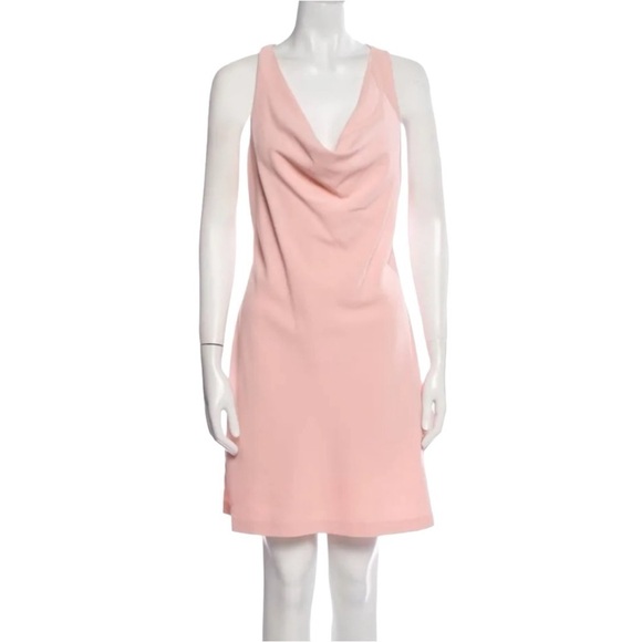 NWT Alice + Olivia Sleeveless Cowl Neck A Line Mini Dress Pink Blush Size 8 - Picture 2 of 12
